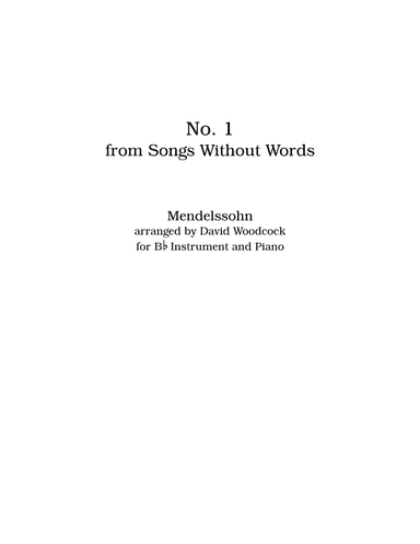 No. 1 from Songs Without Words - US Letter (arr. David Woodcock)
