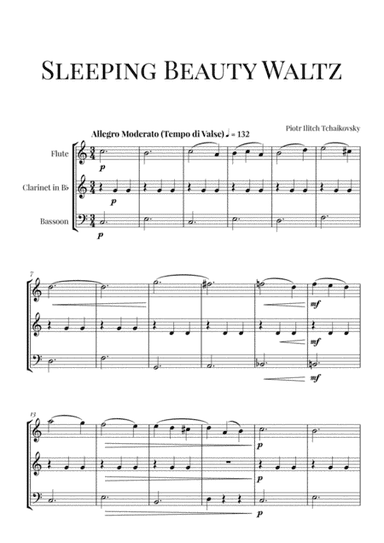 Tchaikovsky: Sleeping Beauty Waltz for Flute, Clarinet and Bassoon (Woodwind Trio) (arr. Cadenza Editions)