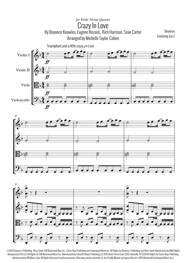 Crazy In Love (arr. Michelle Taylor-Cohen)