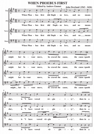 When Phoebus First A Cappella SATB (arr. Edited by Andrew Emmet)