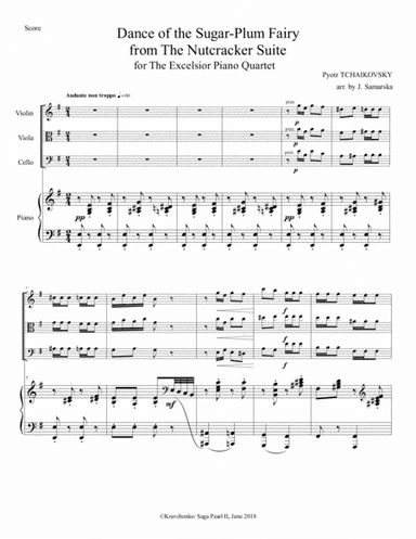 Pyotr Tchaikovsky - Dance of the Sugar-Plum Fairy (Nutcracker ballet) arr. for piano quartet (score (arr. Julia Samarska)