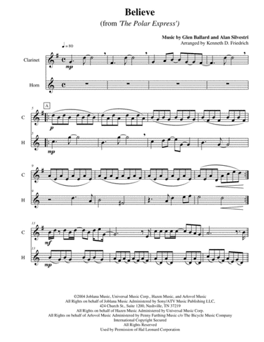 Believe (arr. Kenneth D. Friedrich)