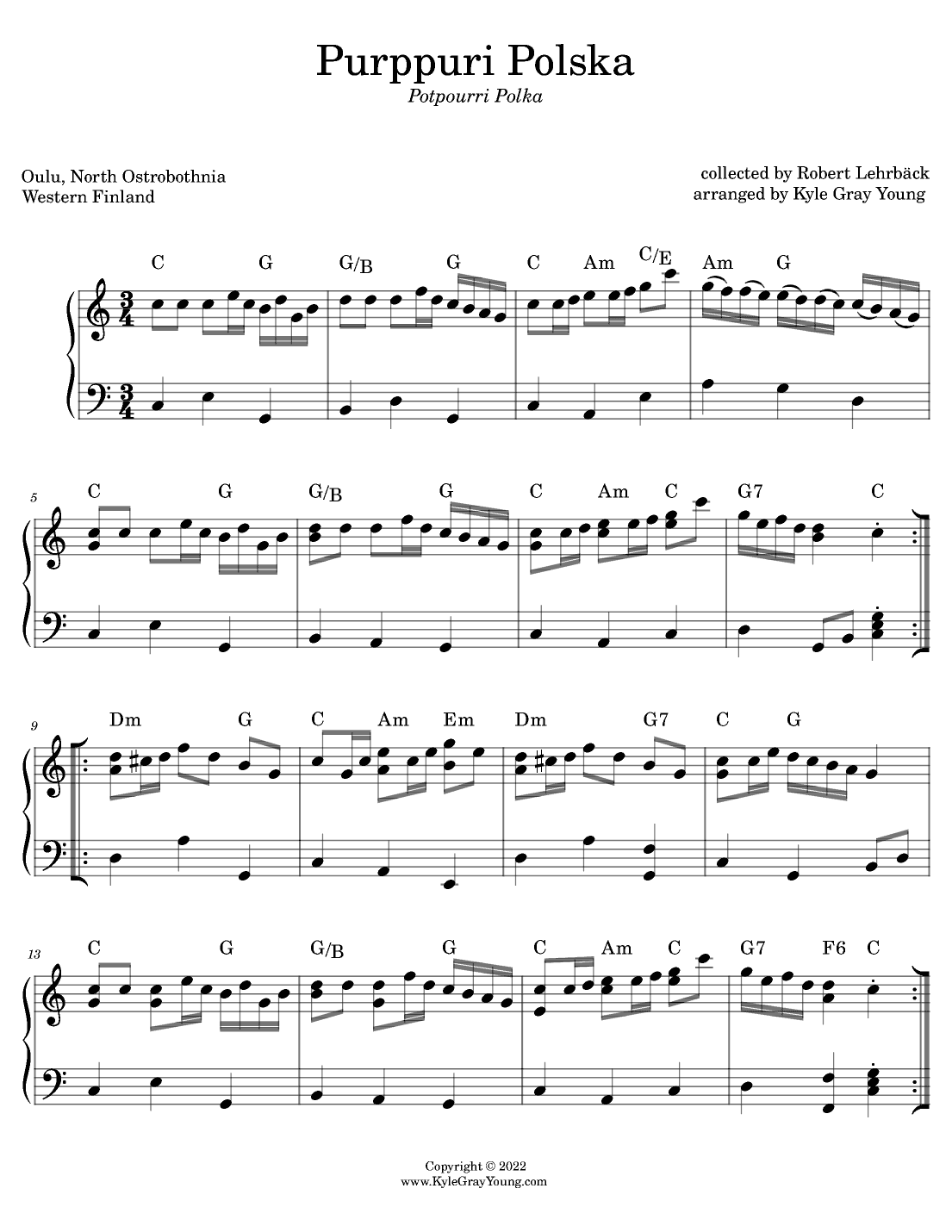 Purppuri Polska (Potpourri Polka) (piano solo) (arr. Kyle Gray Young)