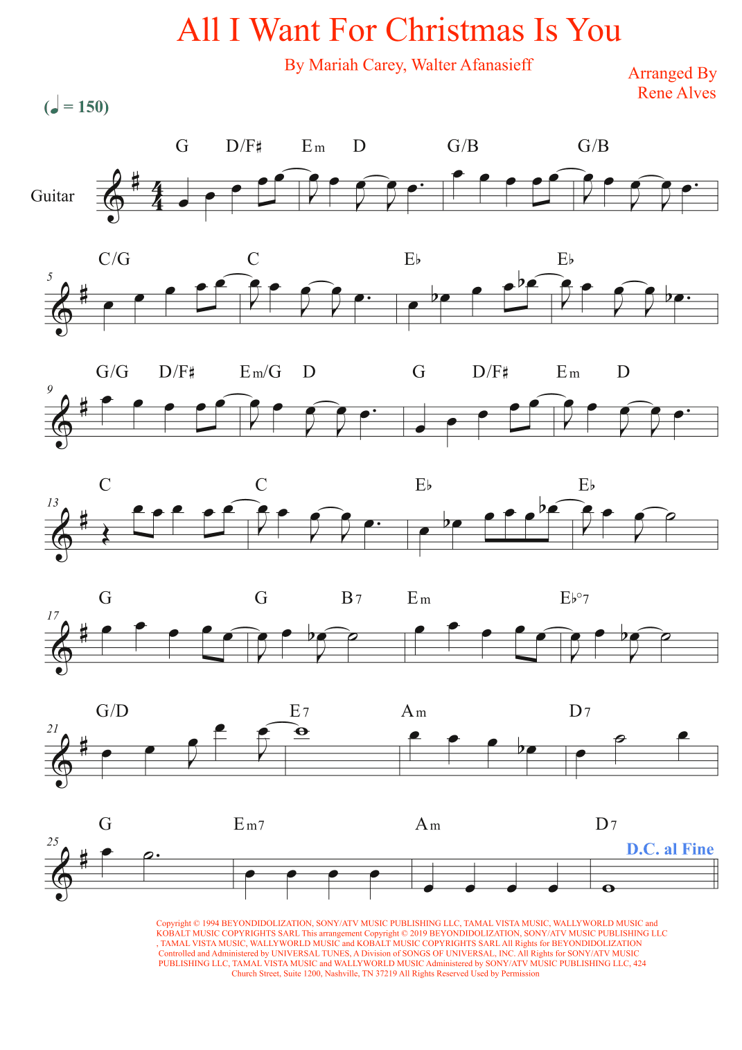 All I Want For Christmas Is You (arr. Rene Alves)