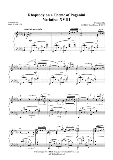 Rhapsody on a Theme of Paganini Variation 18 (arr. Mark Reeves)