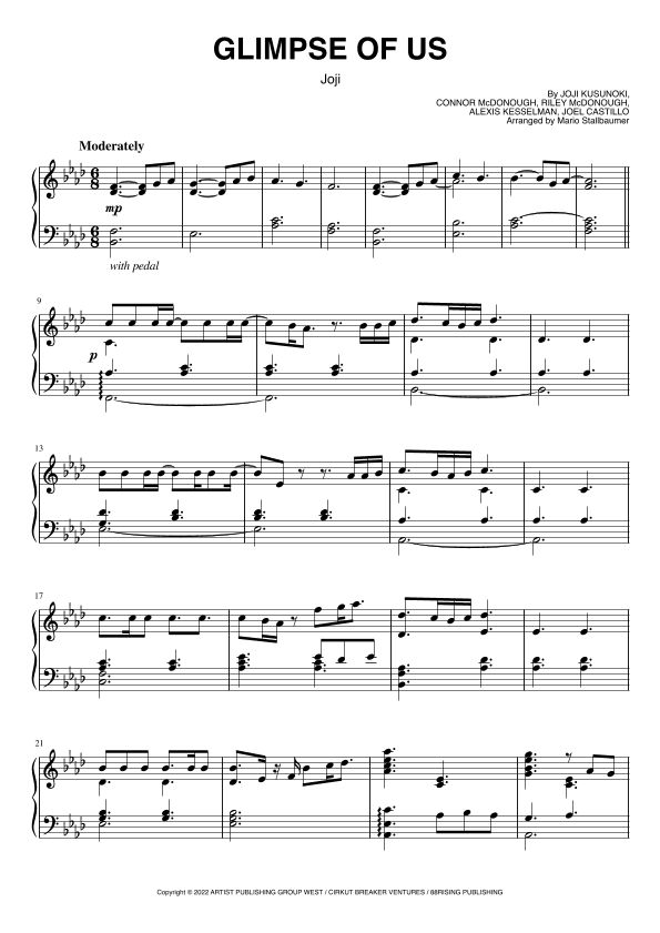 Glimpse Of Us (arr. Mario Stallbaumer)