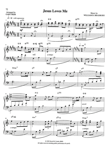 Jesus Loves Me (arr. Gary Prim)