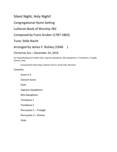 Silent Night, Holy Night! Congregational Hymn Setting (arr. James F. Rickley)