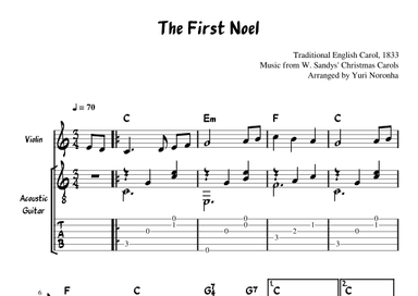 The First Noel - For Violin and Acoustic Guitar (Very Easy Christmas Carol) (arr. Yuri Noronha)