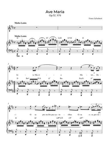 Ave Maria Schubert - Tenor with chords in D (arr. Alex Nunes Rodrigues)