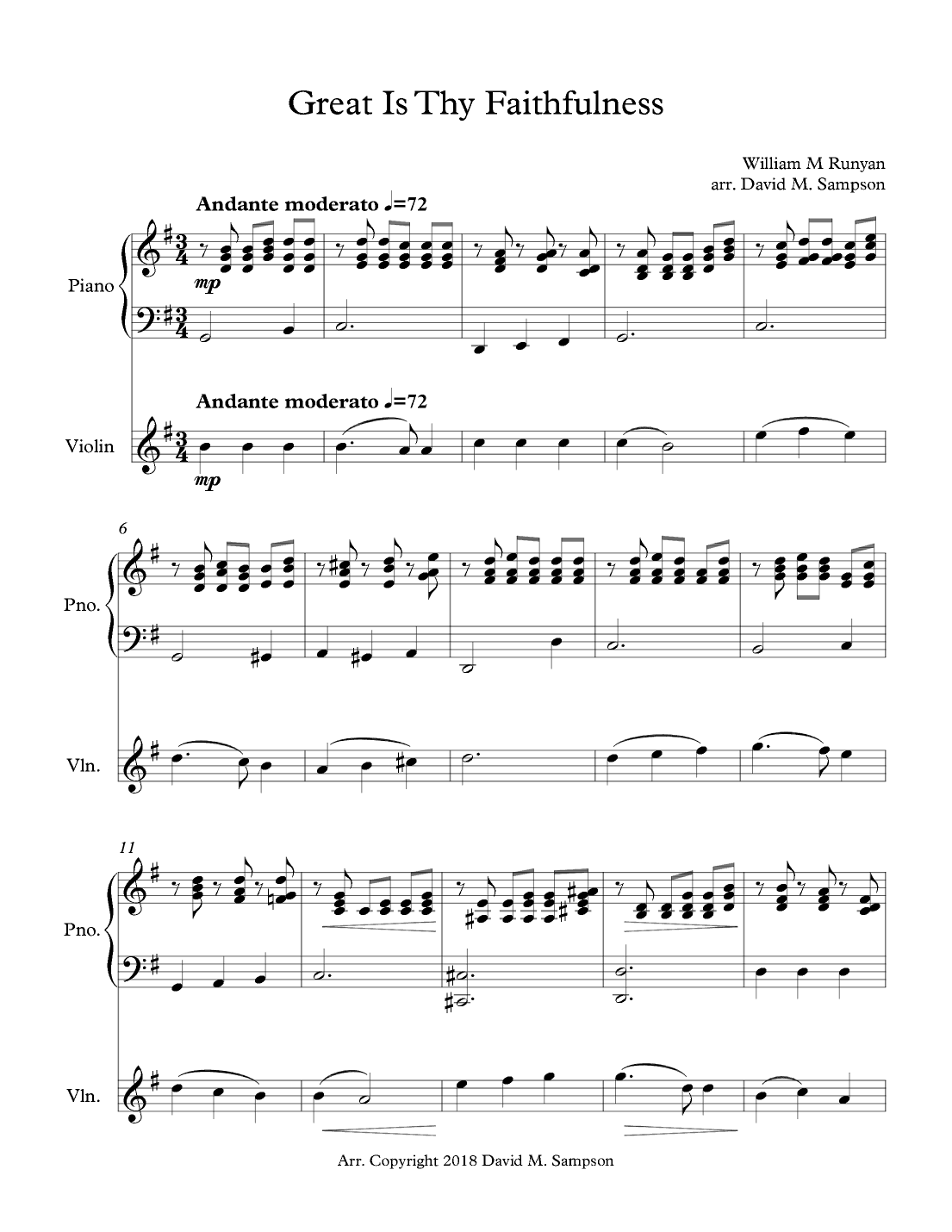 Great Is Thy Faithfulness (arr. David M. Sampson)