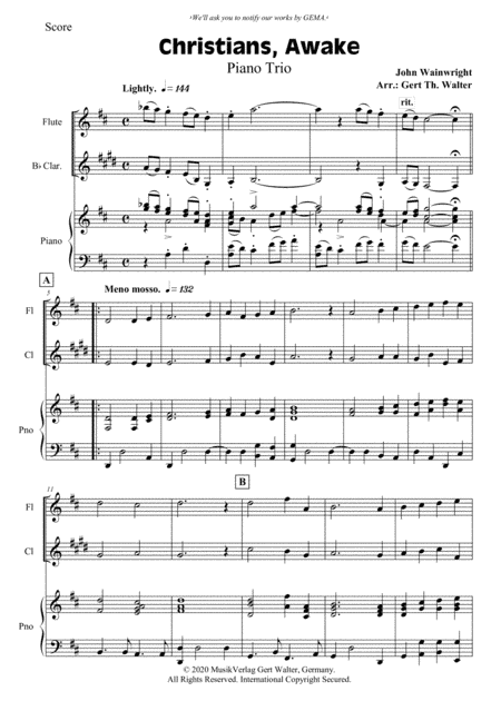 Christians, Awake, Salute The Happy Morn (arr. Gert Th. Walter)