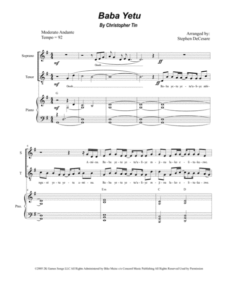 Baba Yetu (arr. Stephen DeCesare)