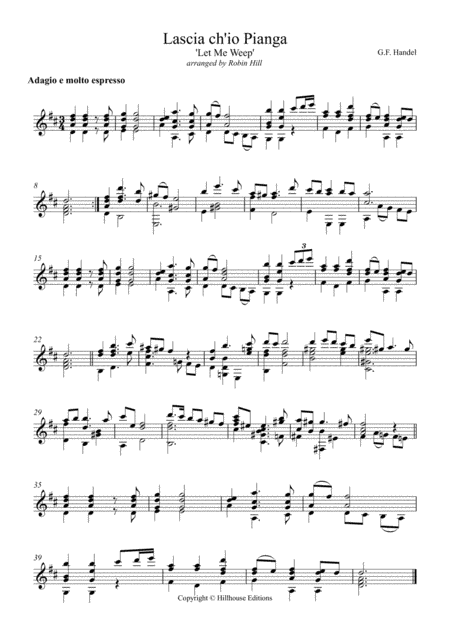 Lascia ch'io Pianga (arr. Robin Hill)