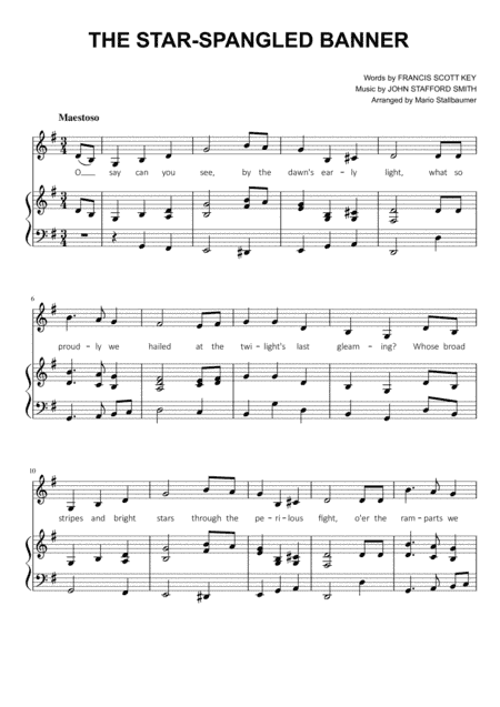 The Star-Spangled Banner (in G major) (arr. Mario Stallbaumer)