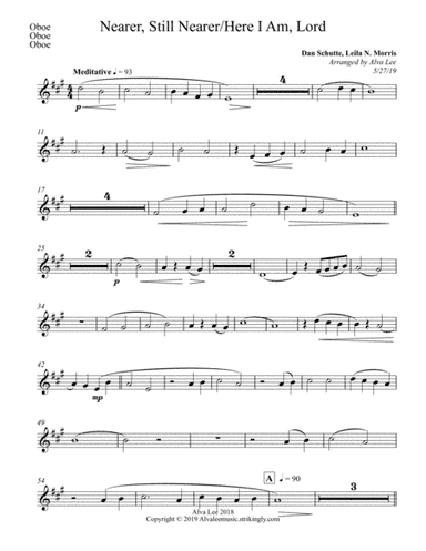 Nearer, Still Nearer/Here I Am Lord oboe (arr. Alva J. Lee)