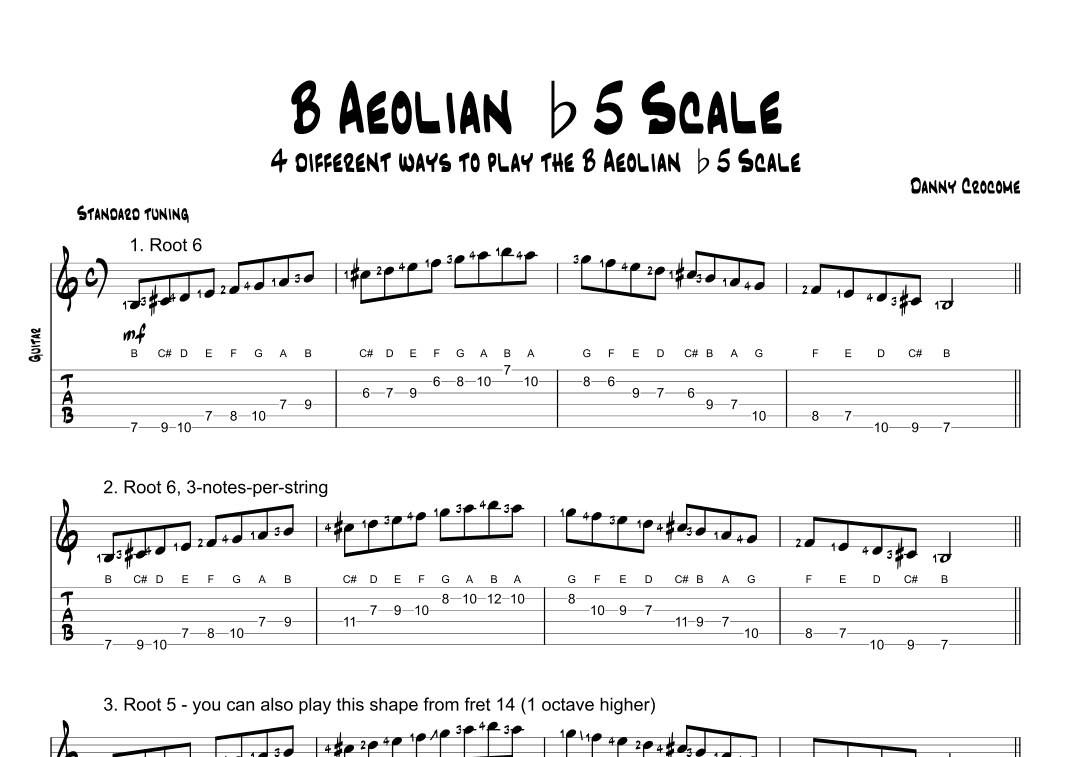 B Aeolian b5 Scale (4 Ways to Play)