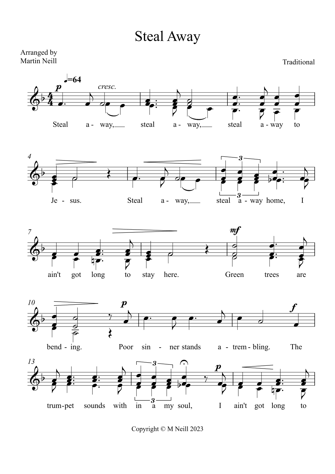 Steal Away (arr. Martin Neill)
