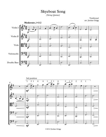 Skyeboat Song (String Quintet) (arr. Jordan Grigg)