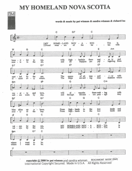 MY HOMELAND NOVA SCOTIA