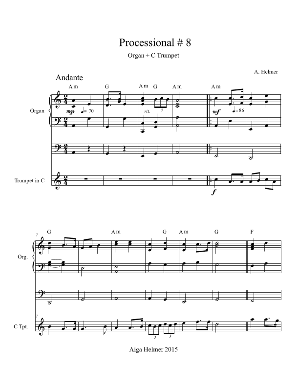Processional # 8 for Organ + Trumpet
