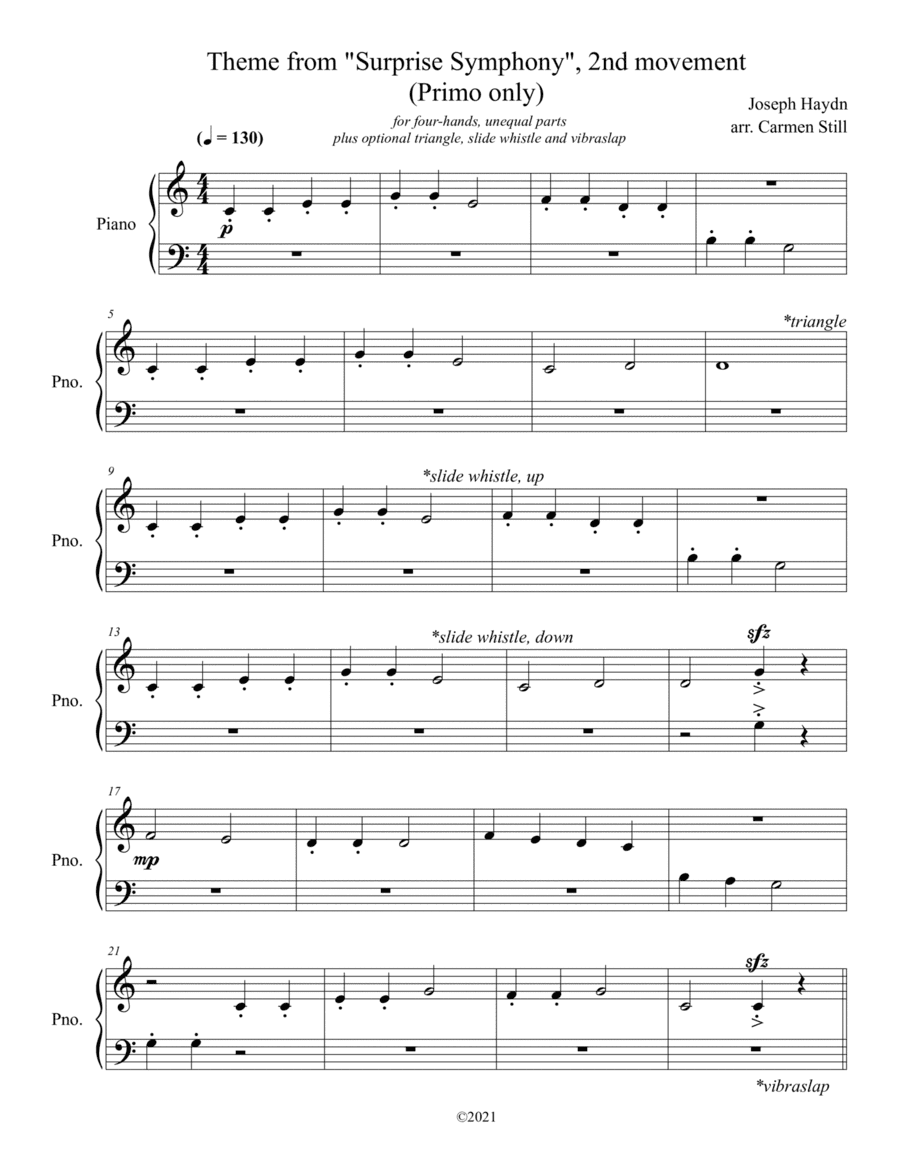 Surprise Symphony Piano Duet (arr. Carmen Still)