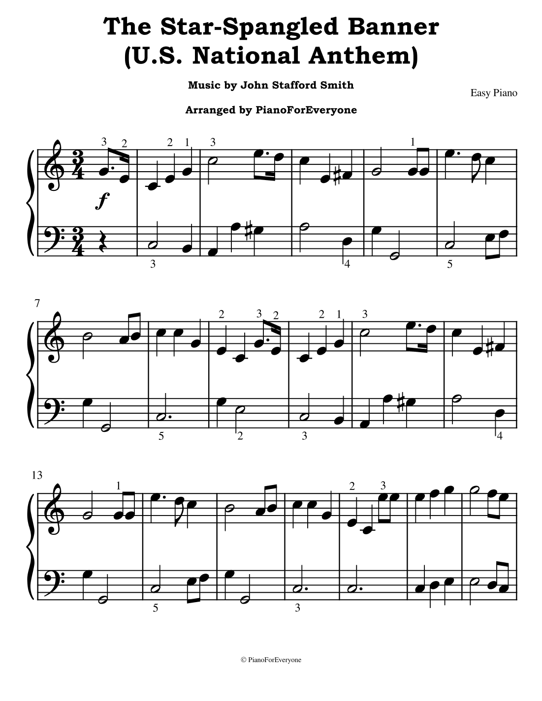 The Star-Spangled Banner - U.S. National Anthem (Easy Piano) (arr. PianoForEveryone)