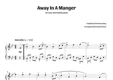 Away In A Manger (easy-intermediate piano – B? major) (arr. Bernardo Pereira)
