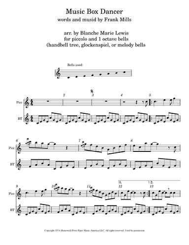Music Box Dancer (arr. Blanche Marie Lewis)