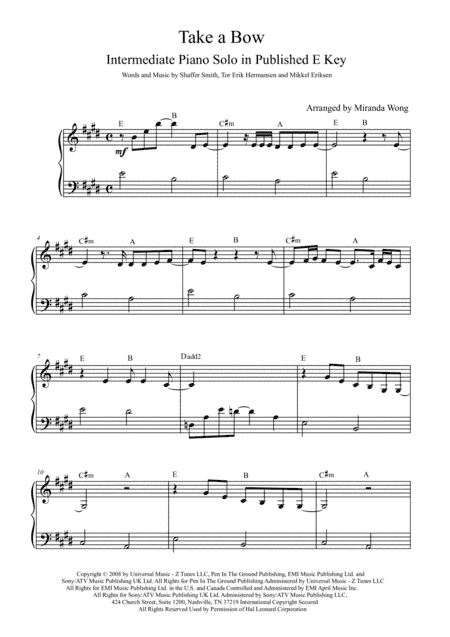 Take A Bow (arr. Miranda Wong)