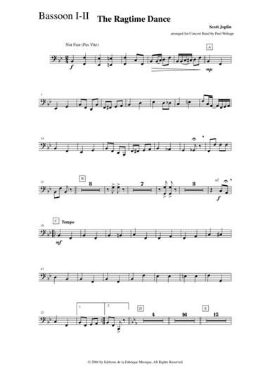 Scott Joplin:  The Ragtime Dance, arranged for concert band by Paul Wehage: bassoon 1-2 part (arr. Paul Wehage)