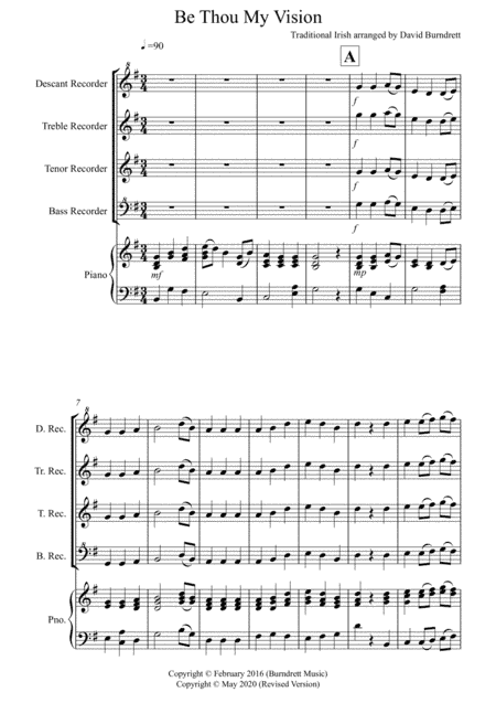 Be Thou My Vision for Recorder and Piano (arr. David Burndrett)
