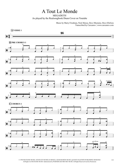 A Tout Le Monde (a Tout Le Monde (set Me Free)) (arr. Realsongbook)