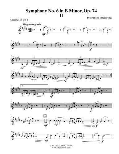 ?Tchaikovsky? Symphony No. 6, Movement II - Clarinet in Bb 1 (Transposed Part), Op. 74 (arr. Doug Clyde)
