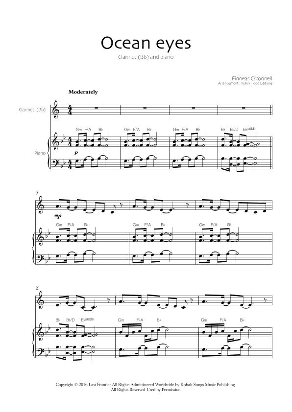 Ocean Eyes (arr. Robin Hood Editions)