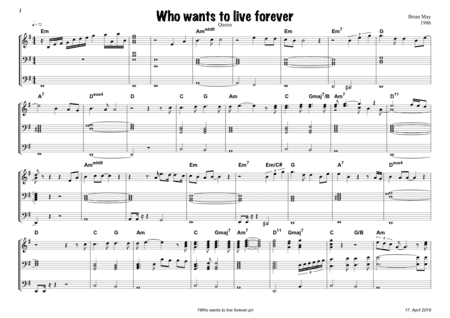 Who Wants To Live Forever (arr. Juergen Proeckl)