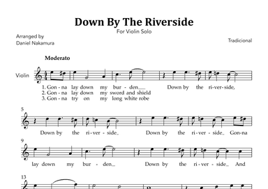 Down By The Riverside (For Violin Solo with Lyrics) (arr. Daniel Nakamura)