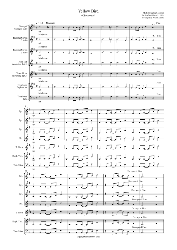 Yellow Bird (arr. Frank Stubbs)