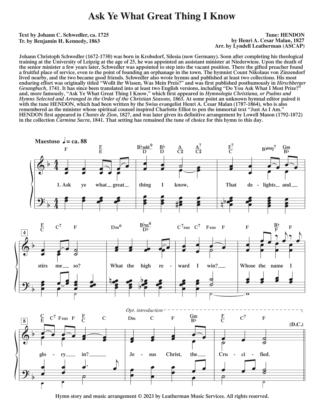 Ask Ye What Great Thing I Know (arr. Lyndell Leatherman)