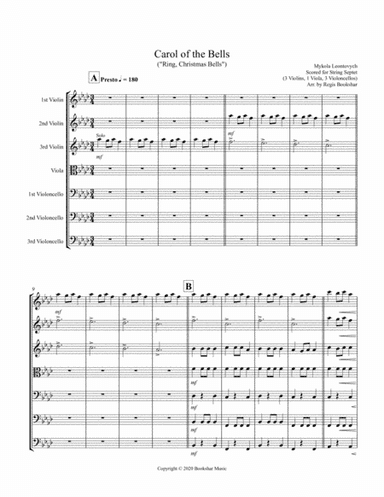 Carol of the Bells (F min) (String Septet - 3 Violin, 1 Viola, 3 Cello) (arr. Regis Bookshar)