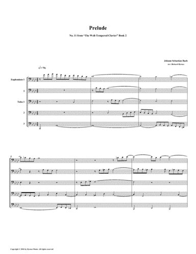Prelude 11 from Well-Tempered Clavier, Book 2 (Euphonium-Tuba Quintet) (arr. Richard Byrnes)