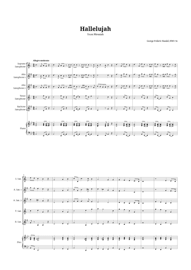 Hallelujah by Handel for Sax Quintet and Piano (arr. Langanho)