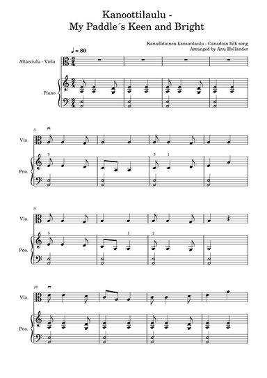 Soittosalkku: Kanoottilaulu - My Paddle´s Keen and Bright (arr. Anu Holländer)