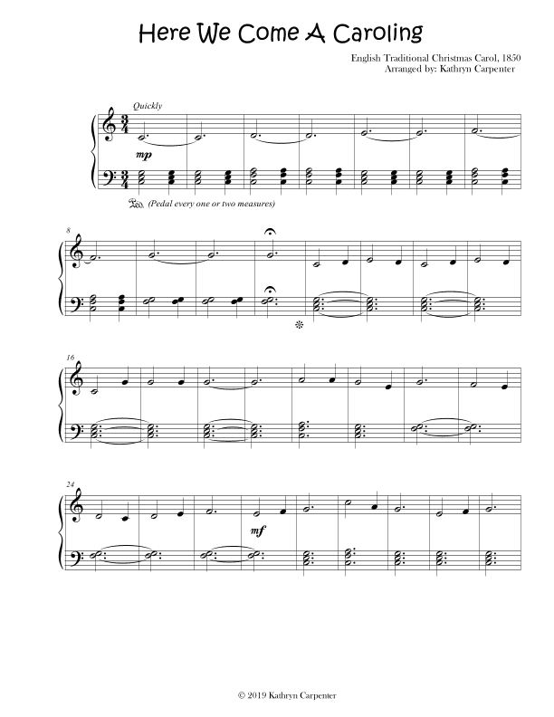 Here We Come A Caroling (arr. Kathryn Carpenter)