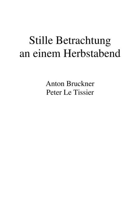Stille Betrachtung an einem Herbstabend (arr. Peter Le Tissier)
