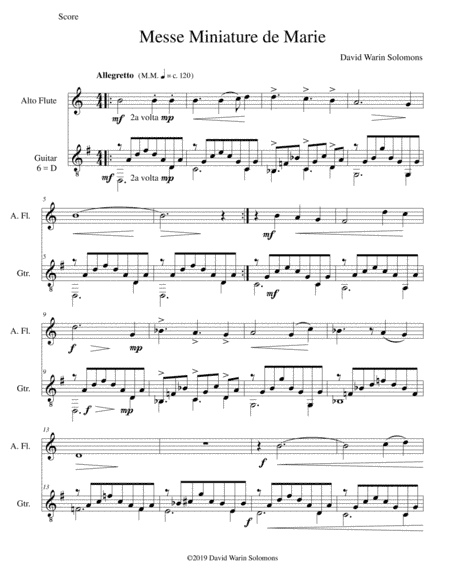 Messe miniature de Marie for alto flute and guitar