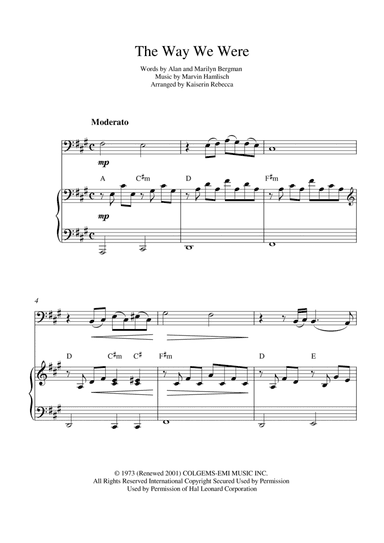 The Way We Were (arr. Kaiserin Rebecca)