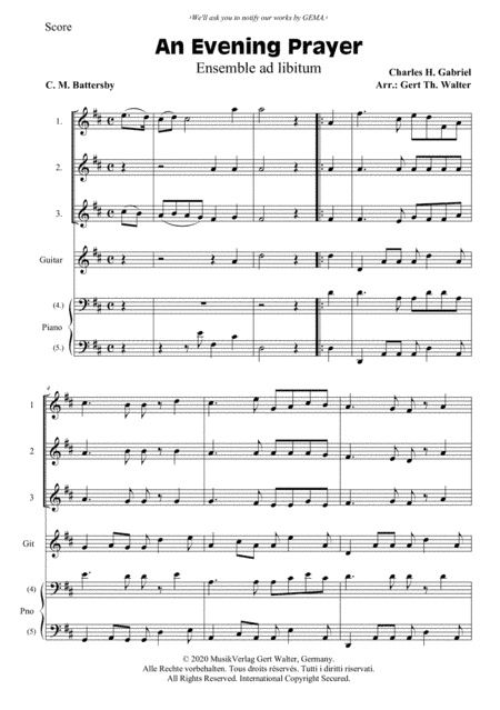 An Evening Prayer (arr. Gert Th. Walter)