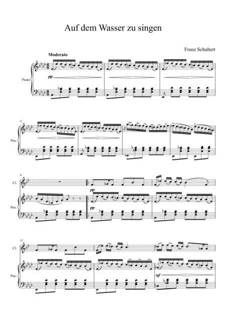 Franz Schubert - Auf dem Wasser zu Singen (Clarinet Solo) (arr. André Laitano)