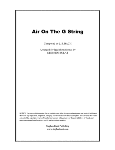 Air on G String (Bach) - lead sheet (key of B) (arr. Stephen Bulat)